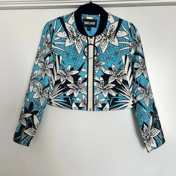 Roberto Cavalli - Just Cavalli "Class" Leaf Print Bomber Size: IT 40(US 4/6) - Picture 3 of 11